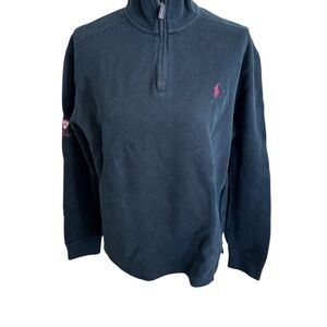 Ralph Lauren Black Half-Zip Pullover with Harvard Logo
